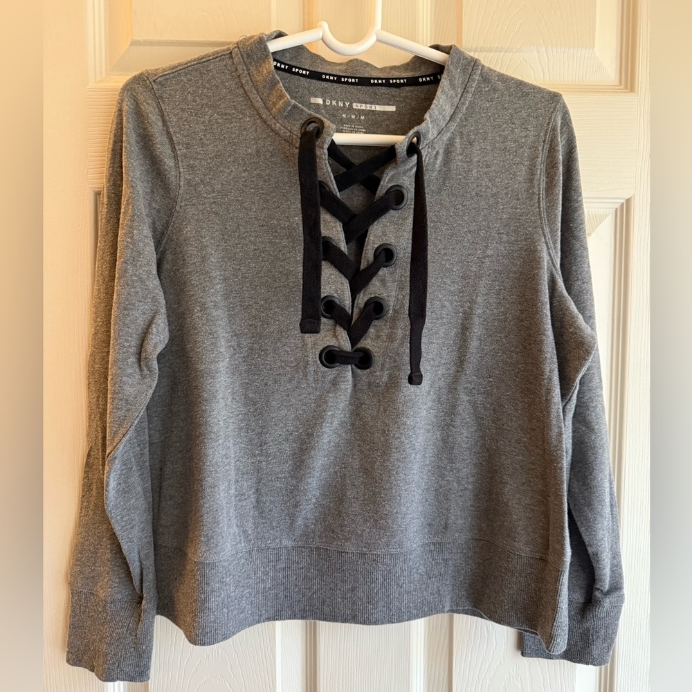 DKNY Charcoal Lace-Up Sweatshirt